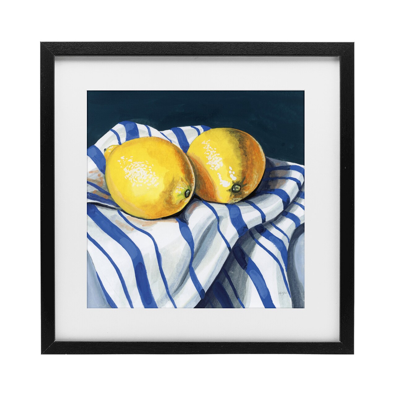 Stupell Industries Fresh Kitchen Lemons on Dishtowel Framed Print Under Glass, design by Kate Jarvik Birch
